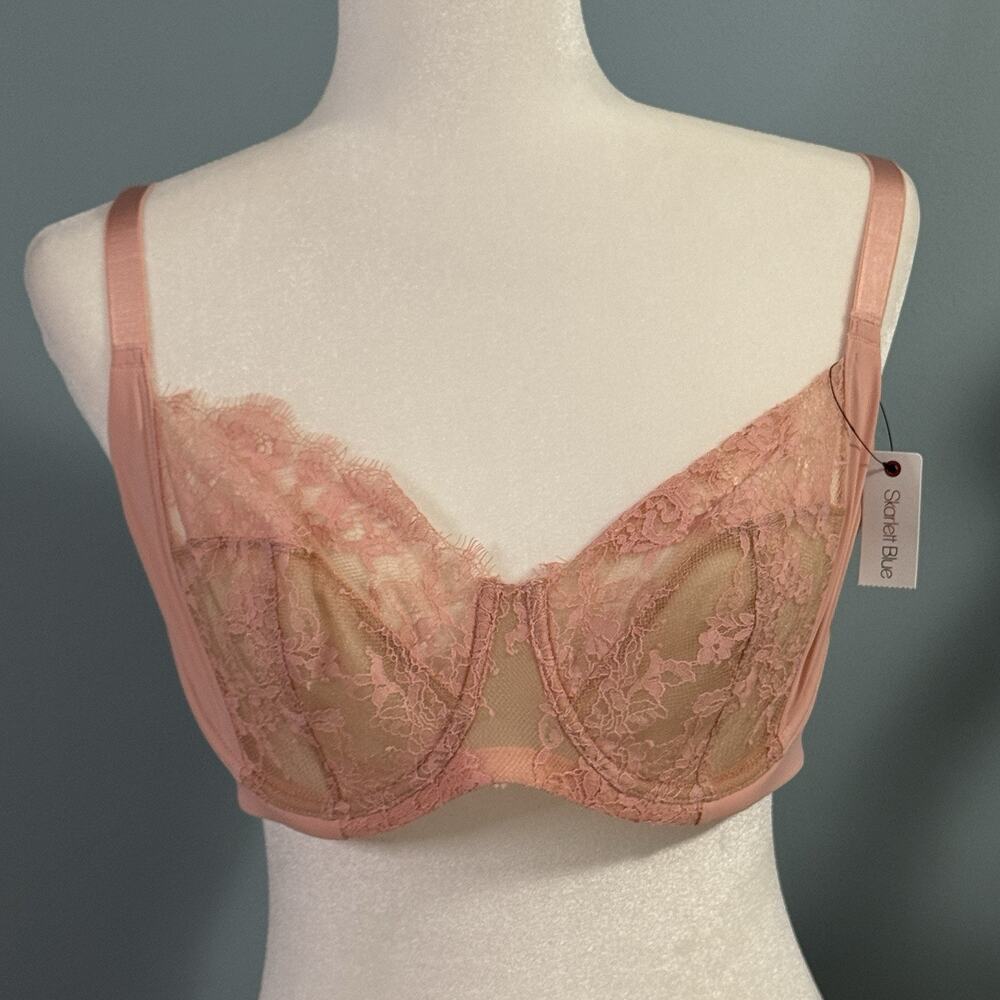 Skarlett Blue Women 38C Bra Intimates Feminine‎ Romantic Entice Underwire Sheer